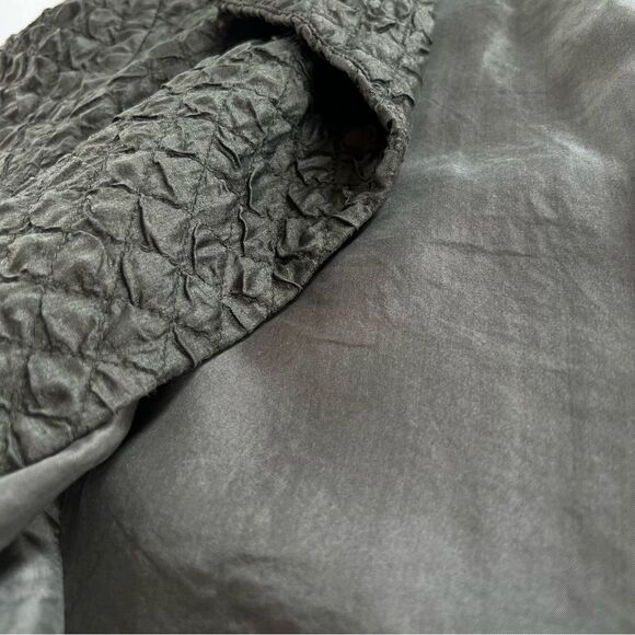 Eileen Fisher Lagenloock Silk Tussah Open Front Rich Olive Blazer Jacket Small - Picture 7 of 13